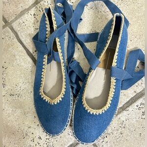 NWOB Dolce Vita Morgan Espadrille Wedge Jeans blue sz 7.5